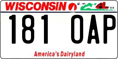 WI license plate 181OAP