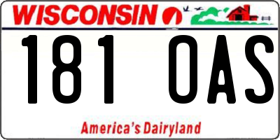 WI license plate 181OAS