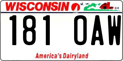 WI license plate 181OAW