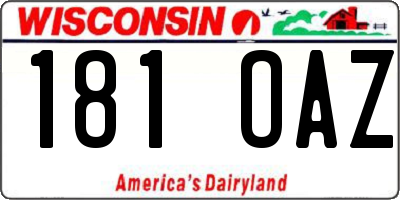 WI license plate 181OAZ