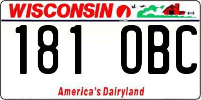 WI license plate 181OBC