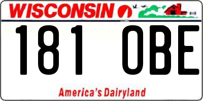 WI license plate 181OBE