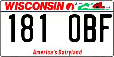 WI license plate 181OBF