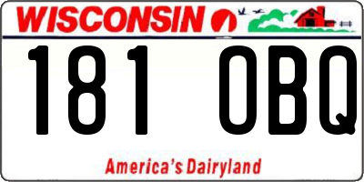 WI license plate 181OBQ