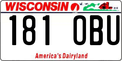 WI license plate 181OBU