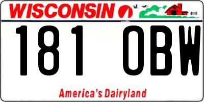 WI license plate 181OBW