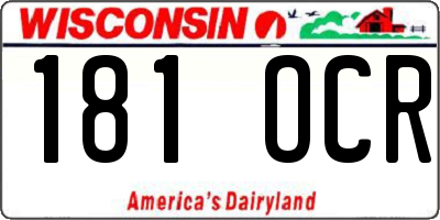 WI license plate 181OCR