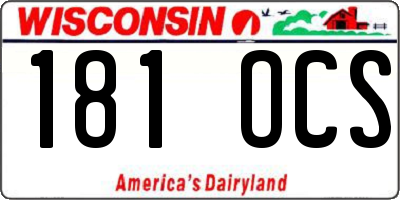 WI license plate 181OCS