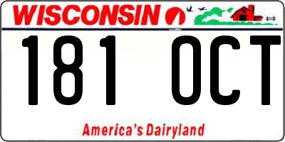 WI license plate 181OCT