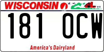 WI license plate 181OCW