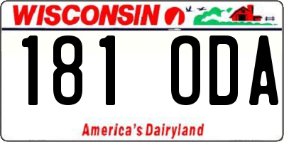 WI license plate 181ODA