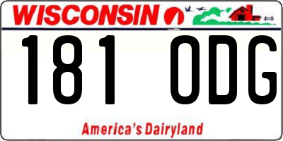 WI license plate 181ODG