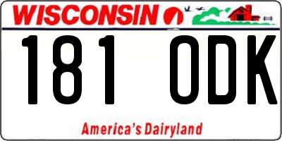 WI license plate 181ODK