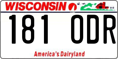 WI license plate 181ODR
