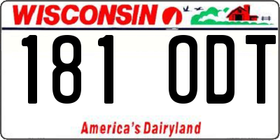 WI license plate 181ODT