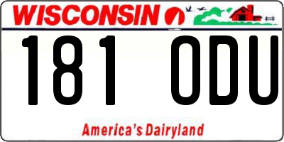 WI license plate 181ODU