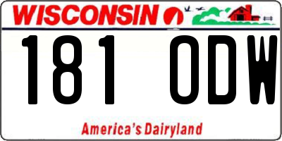 WI license plate 181ODW