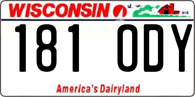 WI license plate 181ODY