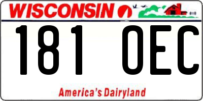 WI license plate 181OEC