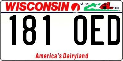WI license plate 181OED