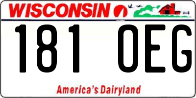 WI license plate 181OEG