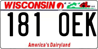 WI license plate 181OEK