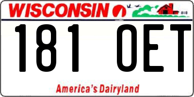 WI license plate 181OET