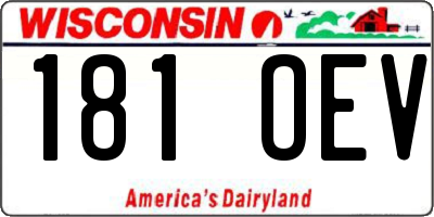 WI license plate 181OEV