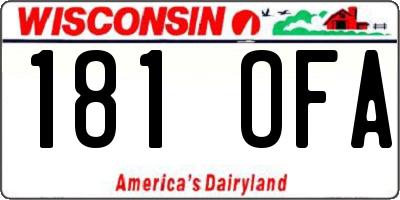 WI license plate 181OFA