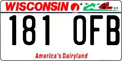 WI license plate 181OFB