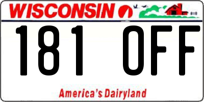 WI license plate 181OFF