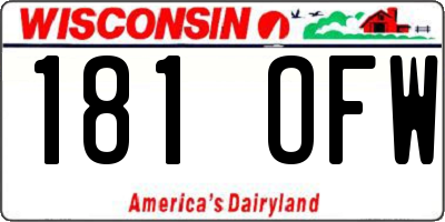WI license plate 181OFW