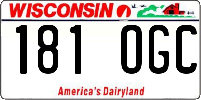 WI license plate 181OGC