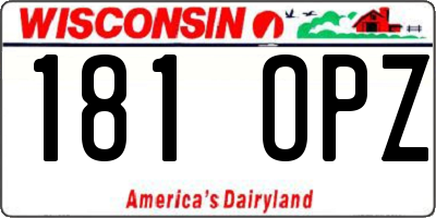 WI license plate 181OPZ