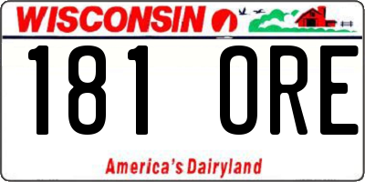 WI license plate 181ORE