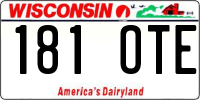 WI license plate 181OTE