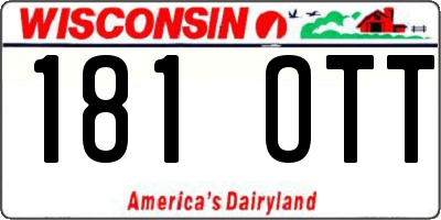 WI license plate 181OTT