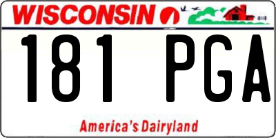 WI license plate 181PGA