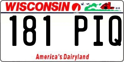 WI license plate 181PIQ