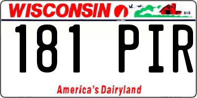 WI license plate 181PIR