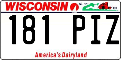 WI license plate 181PIZ