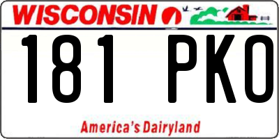WI license plate 181PKO