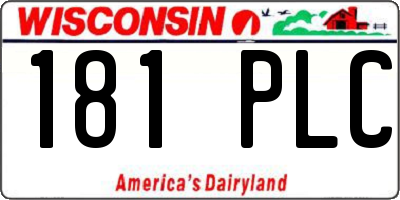 WI license plate 181PLC