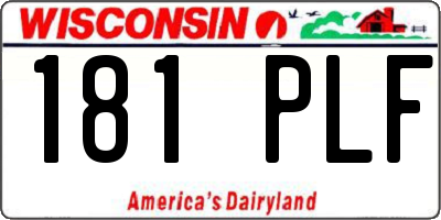 WI license plate 181PLF