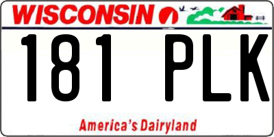 WI license plate 181PLK