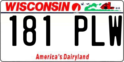 WI license plate 181PLW