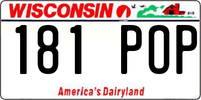 WI license plate 181POP