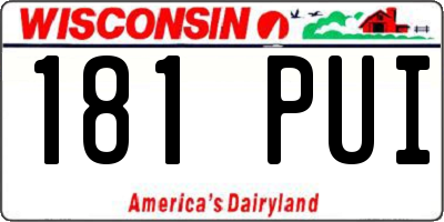 WI license plate 181PUI