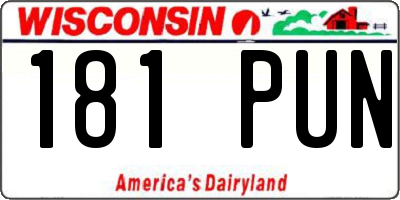 WI license plate 181PUN