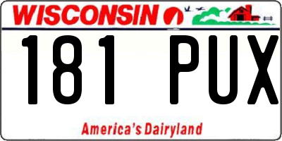 WI license plate 181PUX